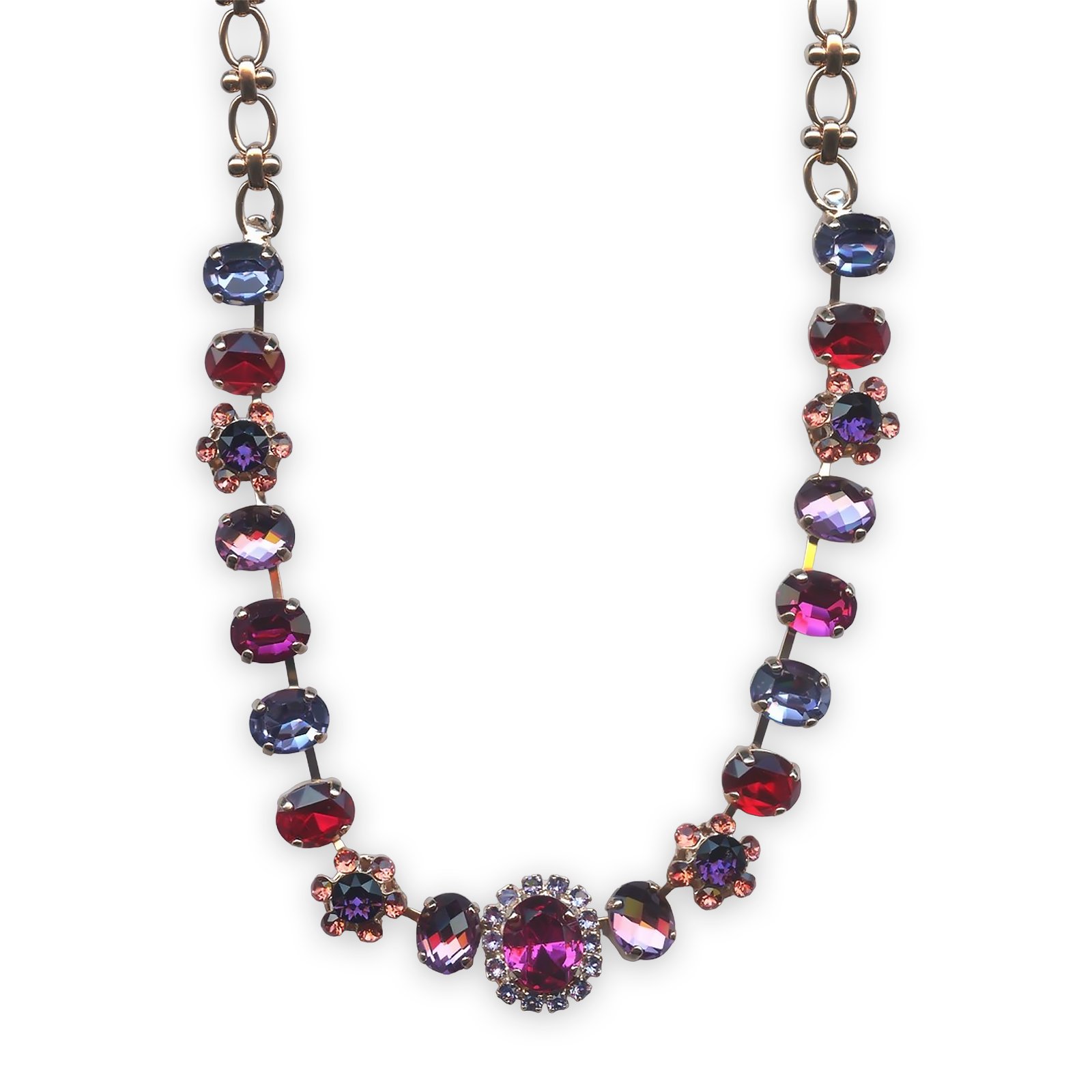 N-3090-4-1091-RG (1) Necklace by Mariana Xenia Coll. Alluring Ruby, Fuchsia, Purple Velvet, Peach, & Vintage Rose Austrian Crystals - Image 1