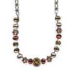 Necklace by Mariana Meadow Brown Coll. Beautiful Golden Shadow, Lt Peach, & Lt Maroon Austrian Crystals