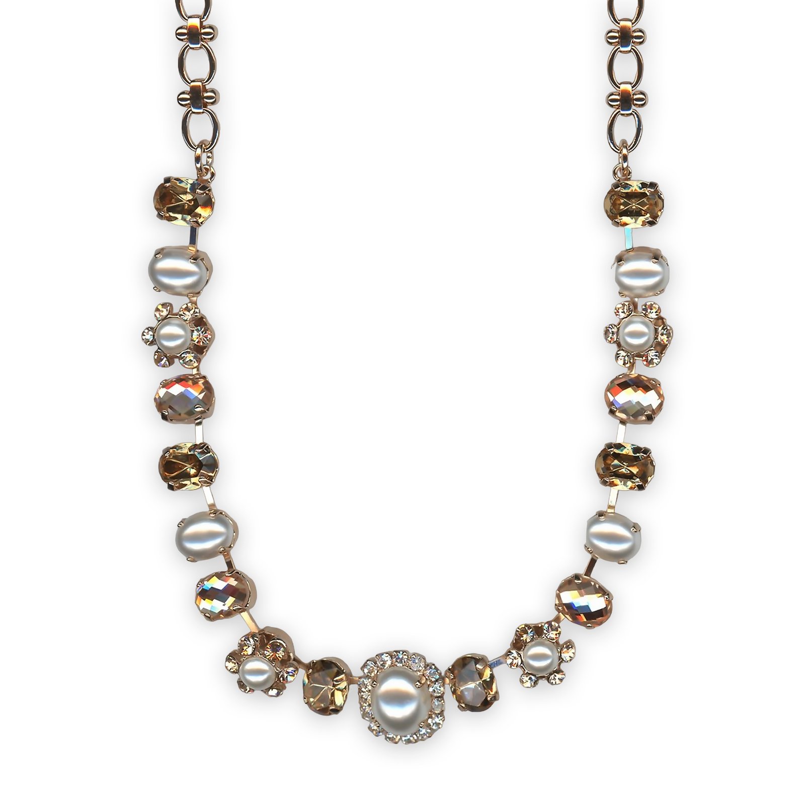 N-3090-4-1144-RG (1) Necklace by Mariana Meet Me in Marseille Coll. Timeless Pearl, Lt Peach, & Golden Shadow Austrian Crystals - Image 1