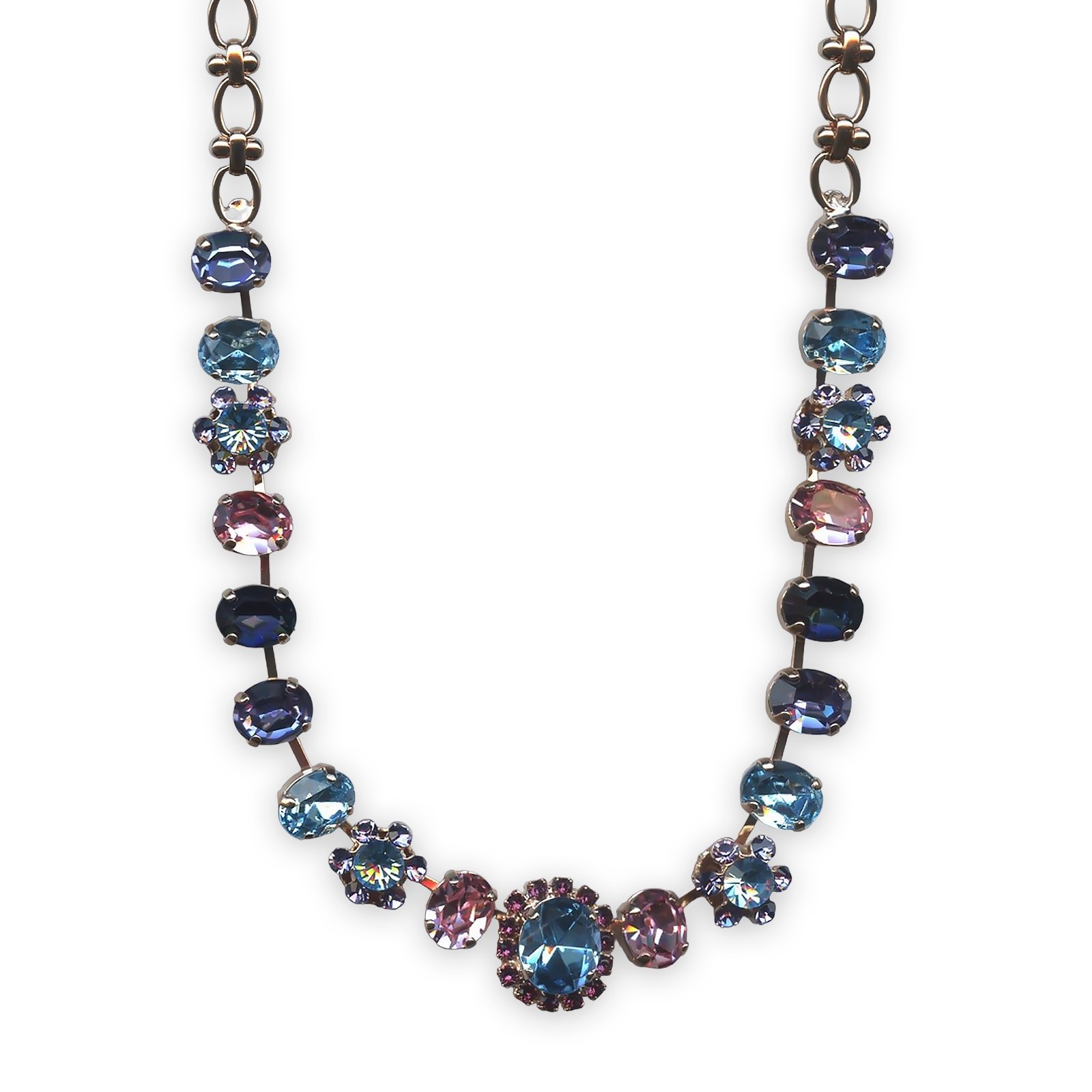N-3090-4-144-RG (1) Necklace by Mariana Cotton Candy Coll. Lovely Amethyst, Aquamarine, Lt Rose, Montana, & Tanzanite Austrian Crystals - Image 1