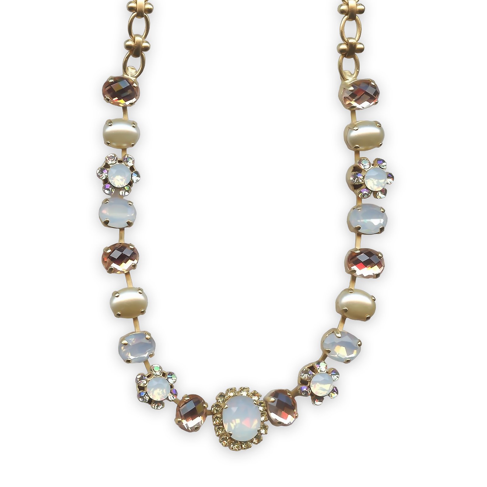 N-3090-4-2102-YG (1) Necklace by Mariana Tequila Sunrise Coll. Glamorous Pearl, Lt Peach, Luminous Green, White Opal, & Golden Yellow Austrian Crystals - Image 1