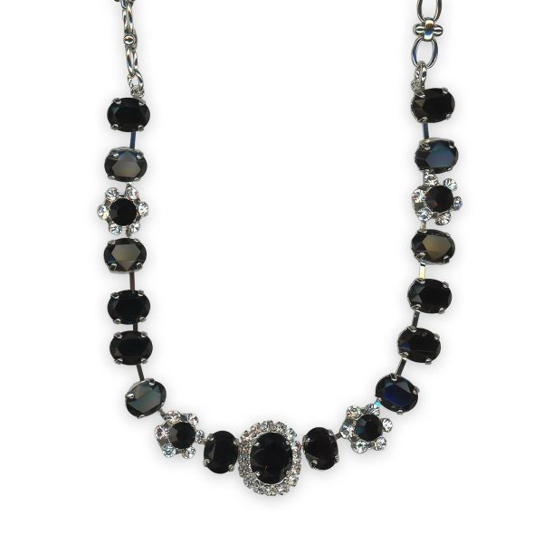 Necklace By Mariana Checkmate Coll. Elegant Jet Black and Clear Swarovski Crystals