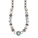 Necklace By Mariana Songbook Coll. White Turquoise Mineral, Opals & Clear Austrian Crystals