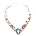 Necklace by Mariana Dancing in the Moonlight Coll. Elegant White Shell Mineral, Champagne, Moonlight, & White Opal Austrian Crystals