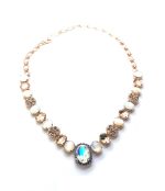Necklace by Mariana Dancing in the Moonlight Coll. Elegant White Shell Mineral, Champagne, Moonlight, & White Opal Austrian Crystals