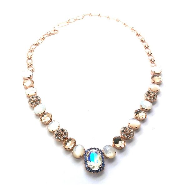Necklace by Mariana Dancing in the Moonlight Coll. Elegant White Shell Mineral, Champagne, Moonlight, & White Opal Austrian Crystals