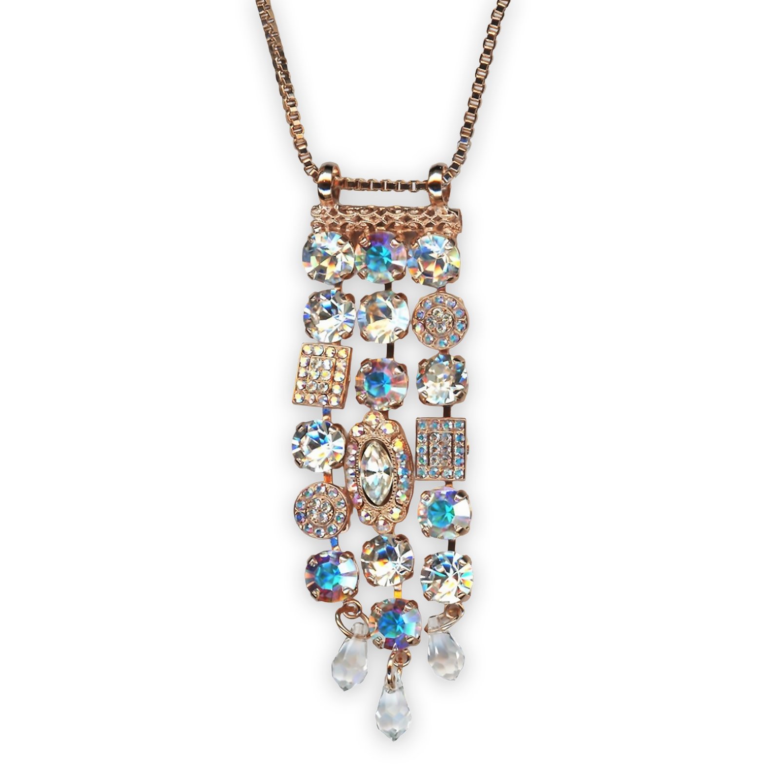 N-5068-2-1165-RG (1) Necklace Pendant by Mariana Winds Of Change Coll. Chandelier Clear Patina, AB, Moonlight, & Clear Austrian Crystals - Image 1
