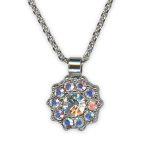 Necklace Pendant by Mariana Winds Of Change Coll. Dainty Floral Clear Patina Austrian Crystals
