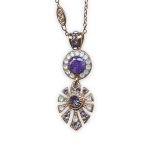 Necklace Pendant by Mariana Purple Rain Coll. Glamorous Violet Ice, Tanzanite, & White Opal Austrian Crystals