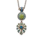 Necklace Pendant by Mariana Caprioska Coll. Alluring Peridot Ice, Aquamarine, Olivine, & Caribbean Blue Opal Austrian Crystals - Image 2