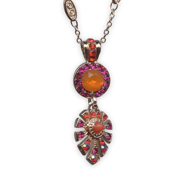 Necklace Pendant by Mariana Lady Marmalade Coll. Stunning Orange Opal, Fuchsia, & Siam Austrian Crystals