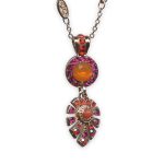 Necklace Pendant by Mariana Lady Marmalade Coll. Stunning Orange Opal, Fuchsia, & Siam Austrian Crystals - Image 2