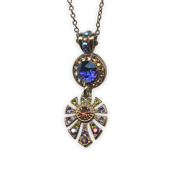Necklace Pendant by Mariana Penelope Coll. Gorgeous Heliotrope, Lt Burgundy, Olivine, & Lt Smoked Topaz Austrian Crystals