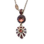 Necklace Pendant By Mariana Xenia Coll. Peach, Purple Velvet and Tanzanite Swarovski Crystals - Image 2