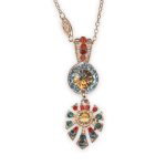 Necklace Pendant by Mariana Tinsel Coll. Charming Red, Aqua, Teal, Light Blue, Champagne, & Golden Shadow Austrian Crystals
