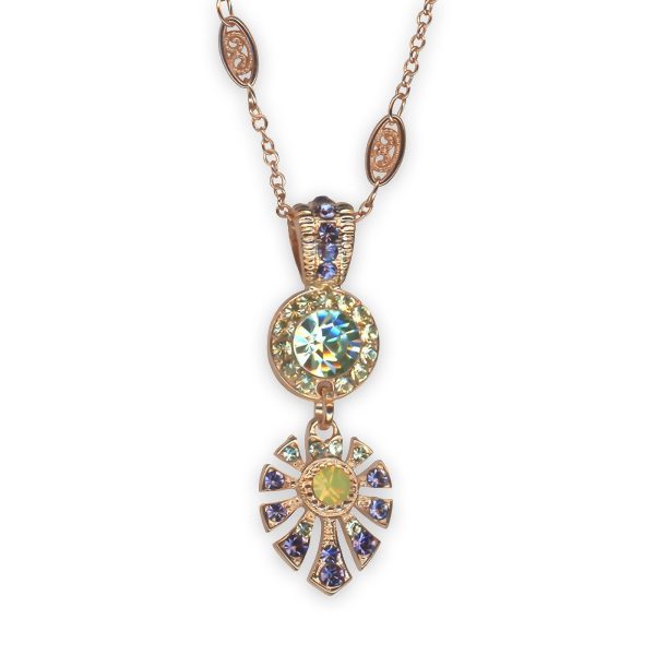 Necklace Pendant by Mariana Eggnog Coll. Sassy Lemon, Tanzanite, Chrysolite, & Yellow Opal Austrian Crystals