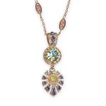 Necklace Pendant by Mariana Eggnog Coll. Sassy Lemon, Tanzanite, Chrysolite, & Yellow Opal Austrian Crystals - Image 3