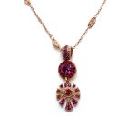 Pendant By Mariana Stunning Siam, Fuchsia and Padparadscha Swarovski Crystals