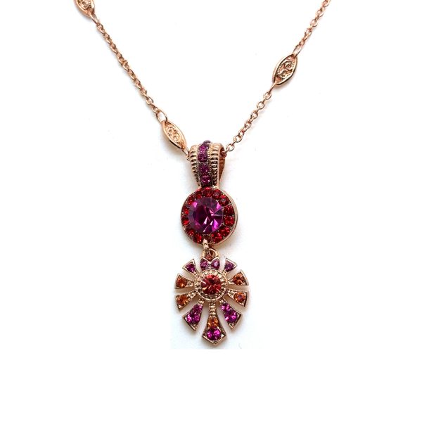 Pendant By Mariana Stunning Siam, Fuchsia and Padparadscha Swarovski Crystals