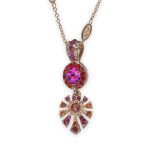Necklace Pendant by Mariana Sorbet Delight Coll. Stunning Siam, Fuchsia, Orange, & Padparadscha Austrian Crystals