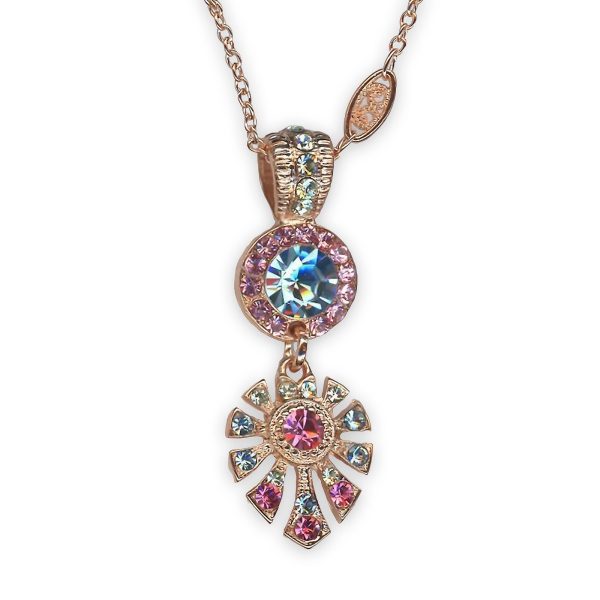 Necklace Pendant by Mariana Afternoon in Amsterdam Coll. Lovely Aquamarine, Lt Rose, & Chrysolite Austrian Crystals