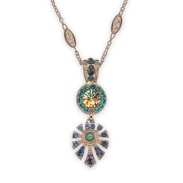 Necklace Pendant by Mariana Fairytale Coll. Elegant Golden Shadow, Montana, Sapphire, & Indicolite Austrian Crystals