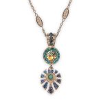 Necklace Pendant by Mariana Fairytale Coll. Elegant Golden Shadow, Montana, Sapphire, & Indicolite Austrian Crystals - Image 2