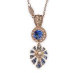 Necklace Pendant by Mariana My Treasures Coll. Timeless Sapphire & Cream Pearl Austrian Crystals - Image 3