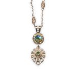 Necklace Pendant by Mariana My Treasures Coll. Fab Grass Green, Golden Shadow, White Opal, & Pearl Austrian Crystals - Image 3