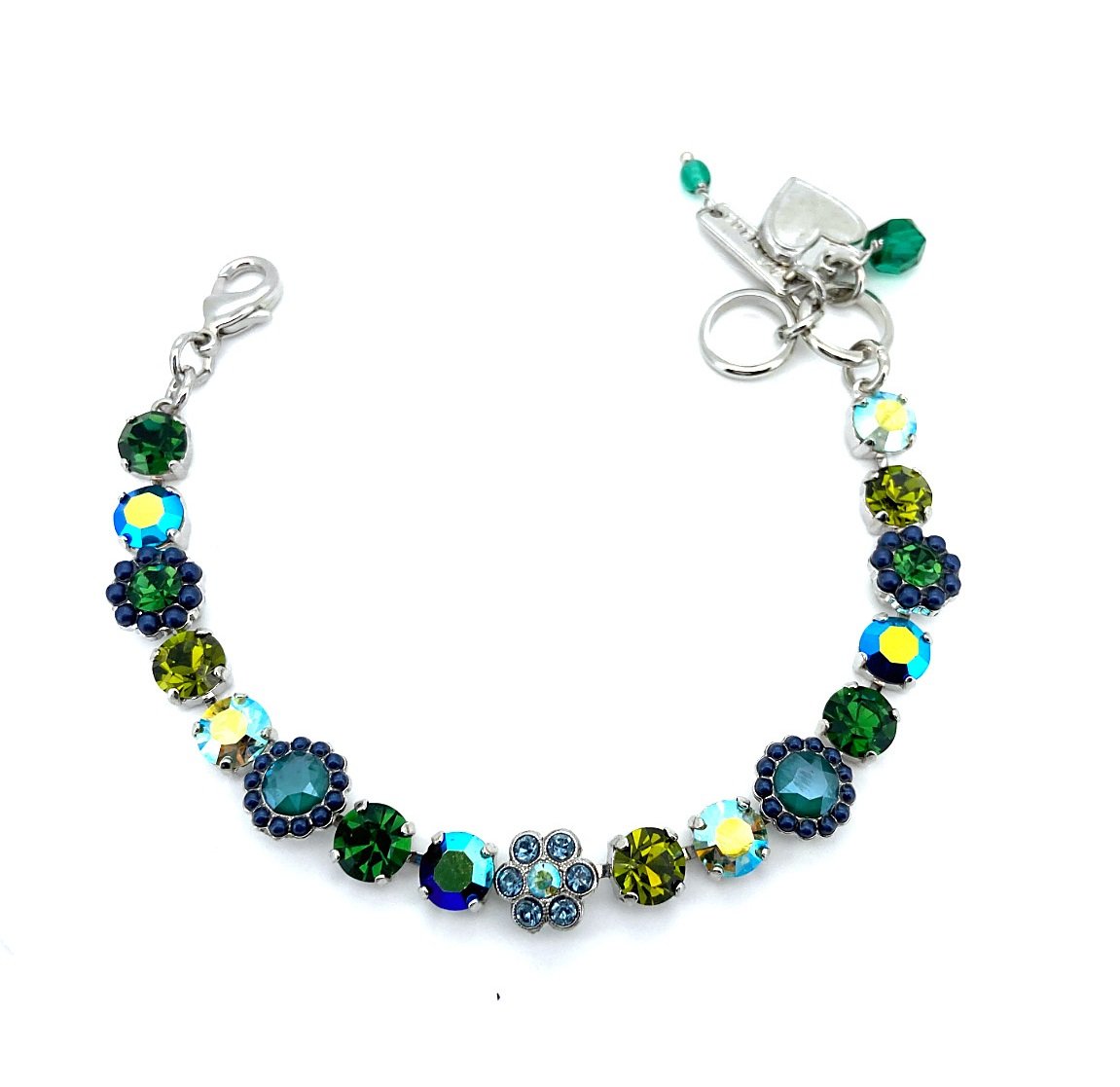 B-4173-3-1001-RO (1) Bracelet By Mariana Woman Classy Peridot and Emerald Swarovski Crystals - Image 1