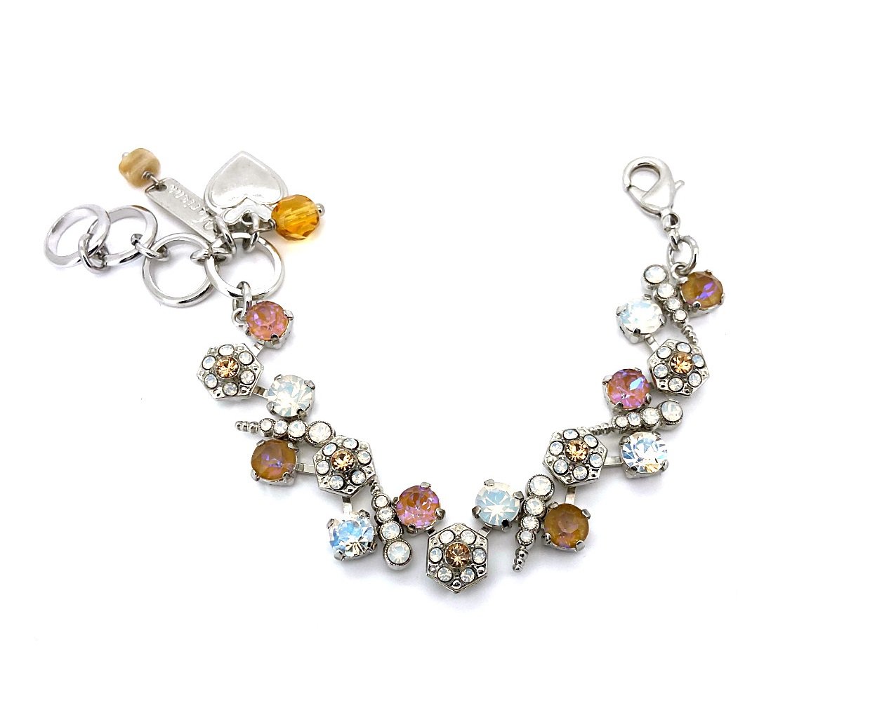 B-4420-1153-RO (1) Bracelets By Mariana Butter Pecan Coll. Sun Kissed Peach, Peach, Opal, & Moonlight Swarovski Crystals - Image 1