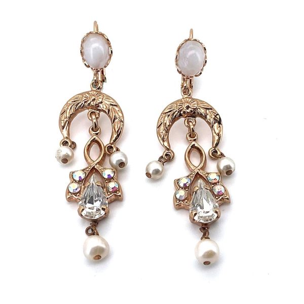 Earrings by Mariana Crystal Pearls Coll. Timeless Pearl Mineral, Clear, & AB Austrian Crystals