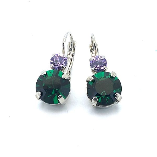 Earrings By Mariana Woman Emerald and Violet Swarovski Crystals