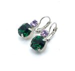 Earrings By Mariana Woman Emerald and Violet Swarovski Crystals - Image 2