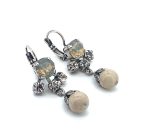 Earrings by Mariana Champagne and Caviar Coll. Fab White Howlite, Clear, & White Opal Austrian Crystals - Image 3