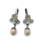Earrings by Mariana Champagne and Caviar Coll. Fab White Howlite, Clear, & White Opal Austrian Crystals