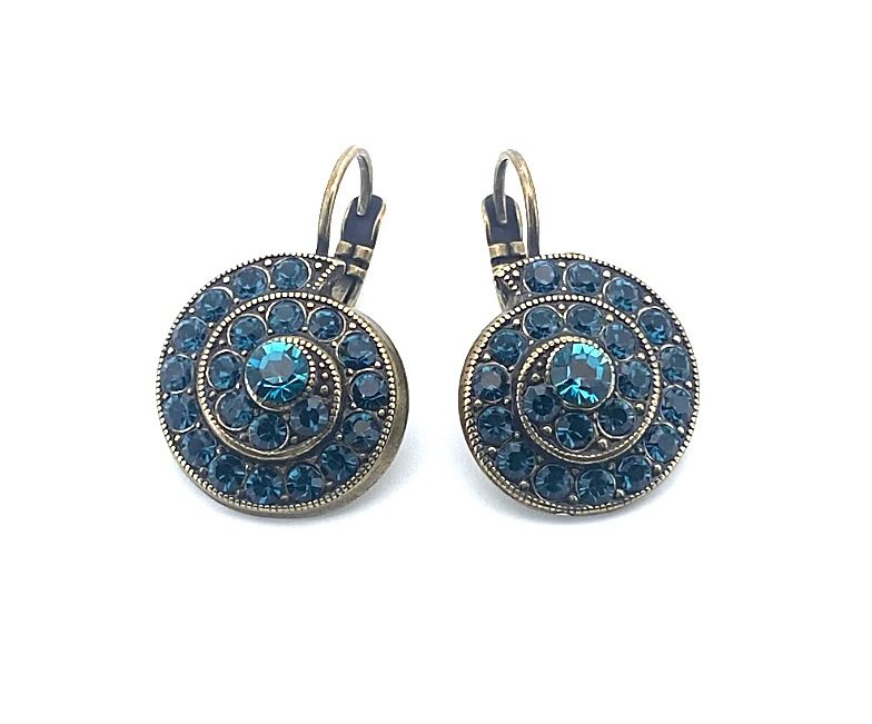 E-1079-1133-EG6 (1) Earrings By Mariana Atlantis Under The Sea Coll. Fab Montana Blue Swarovski Crystals - Image 1