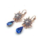 Earrings By Mariana Elegant Royal Blue and Cream Pearl Swarovski Crystals - Image 2