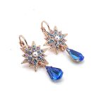 Earrings By Mariana Elegant Royal Blue and Cream Pearl Swarovski Crystals - Image 3