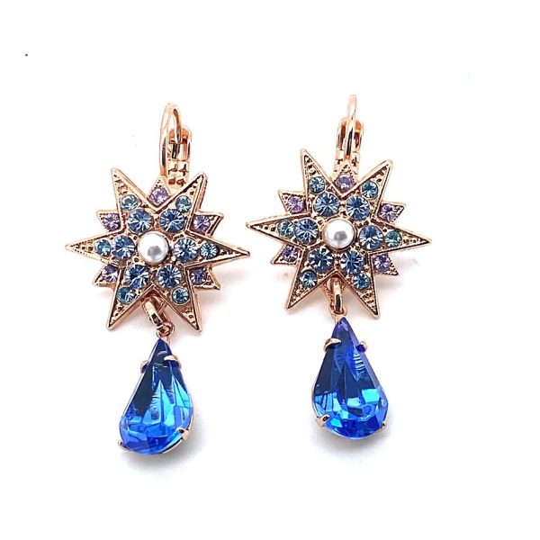 Earrings By Mariana Elegant Royal Blue and Cream Pearl Swarovski Crystals