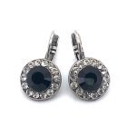 Earrings By Mariana Sweet Summer Coll. Elegant Jet Black & Clear Austrian Crystals - Silver Plated