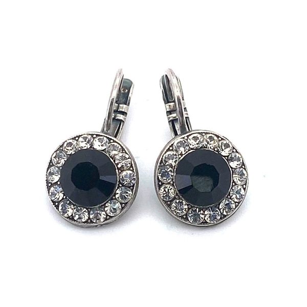 Earrings By Mariana Sweet Summer Coll. Elegant Jet Black & Clear Austrian Crystals - Silver Plated