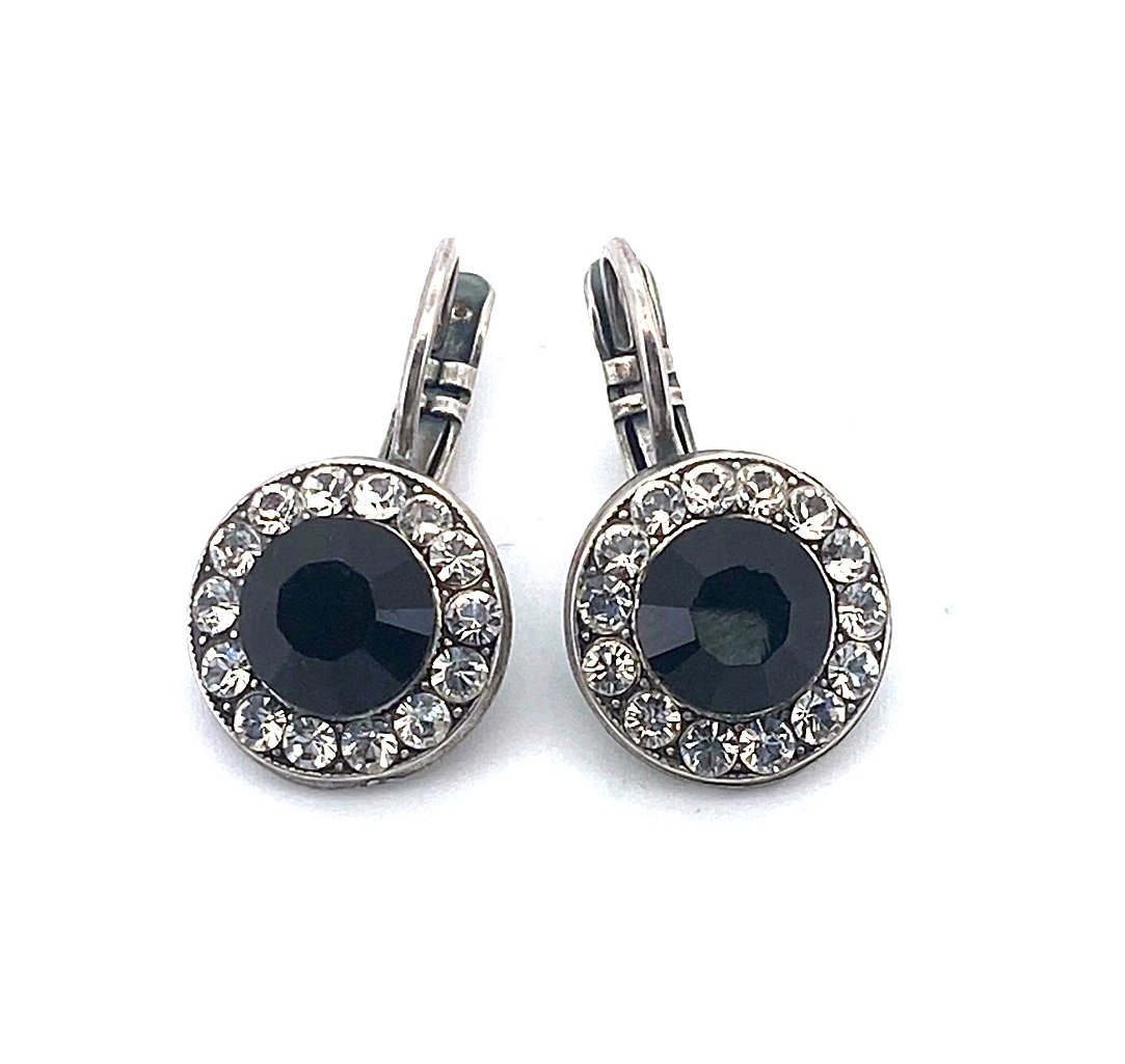 E-1129-280-1-SP6 (2) Earrings By Mariana Sweet Summer Coll. Elegant Jet Black & Clear Austrian Crystals - Silver Plated - Image 1