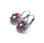 Earrings By Mariana Woman Floral Red Coral, Pacific Opal and AB Swarovski Crystals - Image 2
