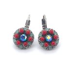 Earrings By Mariana Woman Floral Red Coral, Pacific Opal and AB Swarovski Crystals