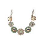 Necklace Pendant By Mariana My Butterfly Coll. Greens, Fireopal, Padparadscha, & Golden Austrian Crystals