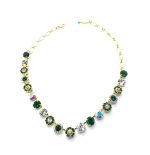 Necklace By Mariana Woman Glamorous Emerald and Clear Swarovski Crystals