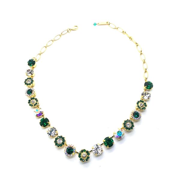 Necklace By Mariana Woman Glamorous Emerald and Clear Swarovski Crystals