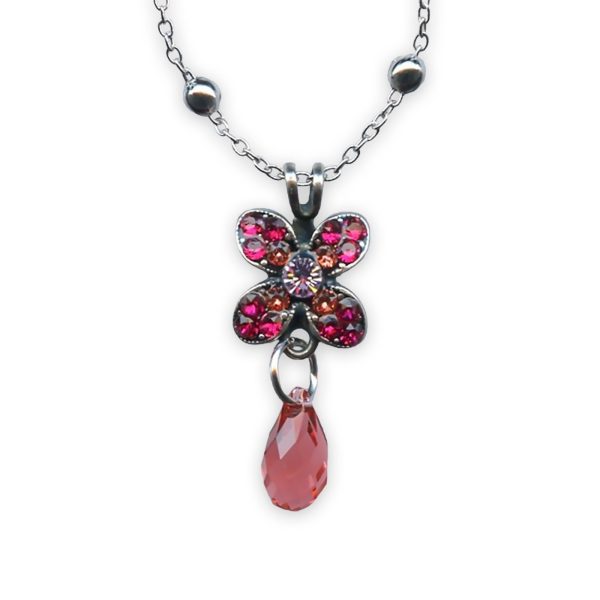Necklace Pendant by Mariana Joy Coll. Beautiful Rose Peach, Fuchsia, & Violet Austrian Crystals