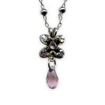 Necklace Pendant by Mariana Discover Coll. Fab Vintage Rose, Foil, & Jet Black Austrian Crystals